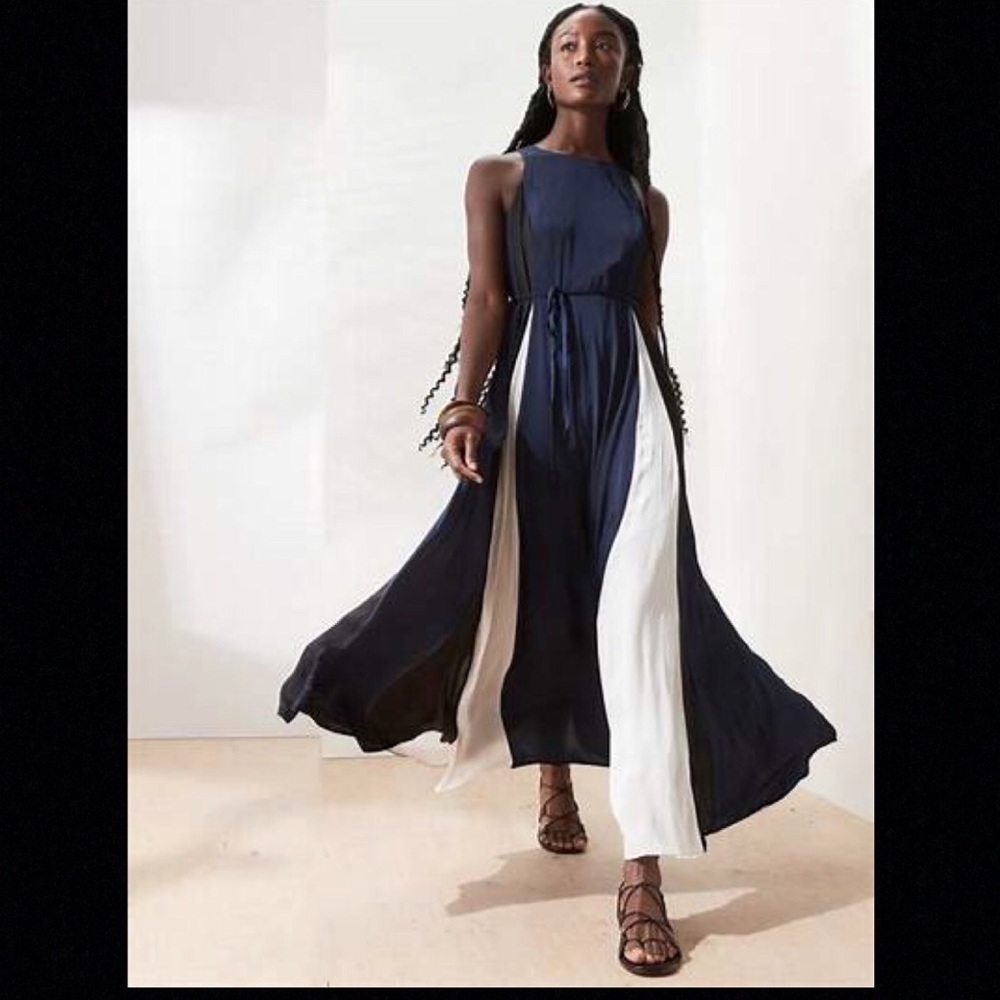 Banana Republic Color Block Panel High-Neck Maxi Dress Size 4 NWT Sold Out!!